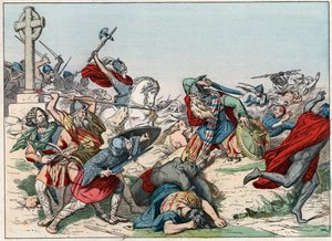 La battaglia di Poitiers del 25 ottobre 732 vinta da Carlo Martello - La battaglia di Poitiers, 25 ottobre 732, vinta da Carlo Martello (688-741) - Incisione della fine del XIX secolo in 