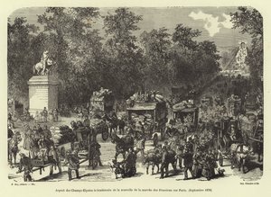 Gli Champs-Élysées il giorno dopo la notizia della marcia prussiana su Parigi, settembre 1870 da French School
