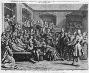 I convulsionari del cimitero parrocchiale di Saint-Medard a Parigi, illustrazione da La verite des miracles de M. de Paris... di Louis Basile Carre de Montgeron, 1737 da French School