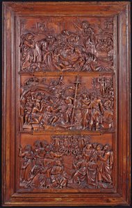 Il Credo, Pannello II: Discesa dalla Croce, Sepoltura, Resurrezione e Discesa nel Limbo e Ascensione, 1587