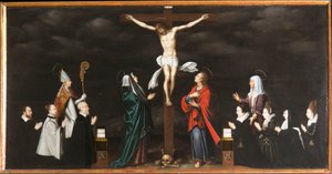 La Crocifissione, ritratti dei donatori. Trittico di Aubery da French School