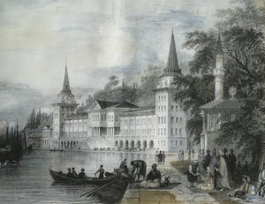 Il Palazzo Dolmabahce sul Bosforo, 1840 da French School