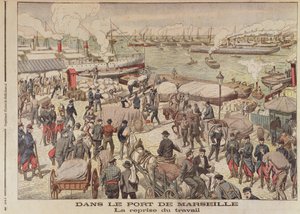 La fine dello sciopero a Marsiglia, illustrazione da Le Petit Journal, 23 ottobre 1904 da French School