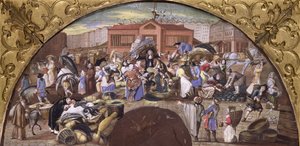 Il mercato del pesce a Les Halles, c.1660