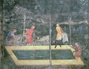 Lo stagno dei pesci, dalla Sala del Cervo, 1343 da French School