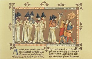 I flagellanti a Doornik nel 1349, copia di una miniatura dalla Cronaca di Aegidius Li Muisis da French School