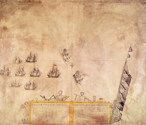 La flotta della Compagnia delle Indie Olandesi al largo di Sant