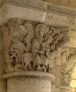 La fuga in Egitto, rilievo del capitello della colonna dalla chiesa dell