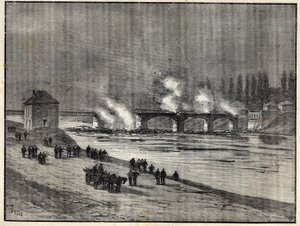 La guerra franco-prussiana - La difesa di Parigi - Incendio del ponte di Asnieres durante l