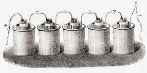 La cella di Grove, da Les Merveilles de la Science, pub.1870 da French School