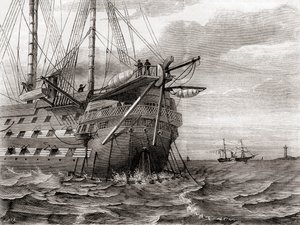 La HMS Agamemnon posa il cavo telegrafico transatlantico, 2 agosto da French School