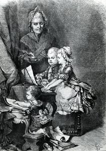 Il giovane Mozart che suona il pianoforte da French School