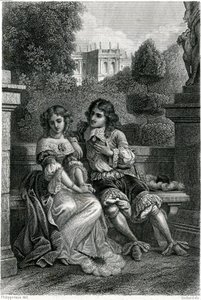 Il re di Francia Luigi XIV in compagnia galante di Mademoiselle de la Vallière da French School