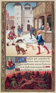 Il lebbroso, da un manoscritto del XVI secolo da French School