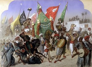 Il Mahmal: Ritorno del Tappeto Sacro della Mecca - in "Modern Egypt" di Henri de Monte, ca. 1870