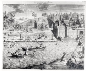 Il massacro degli ugonotti a Tours nel 1562 da French School