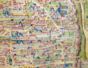 La Montagne Sainte-Genevieve, dettaglio dal piano di Parigi realizzato c.1540, chiamato Plan de la Gouache, c.1860 da French School