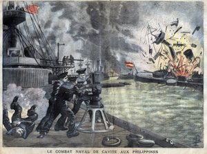 La battaglia navale di Cavite nelle Filippine durante la guerra tra Spagna e Stati Uniti