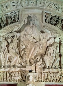 La Pentecoste, dal timpano del portale centrale, c.1120 da French School