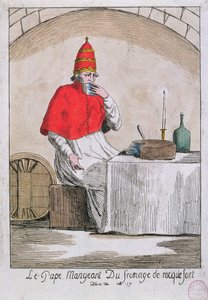 Il Papa che mangia formaggio Roquefort, 1791 da French School