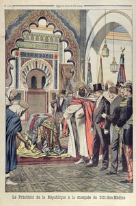 Il Presidente della Repubblica Francese, Emile Loubet (1838-1929) in visita alla Moschea di Sidi Bou Medine, Tlemcen, Algeria, illustrazione da Le Petit Journal, 3 maggio 1903