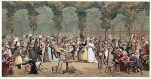 La passeggiata pubblica al Palais Royal a Parigi di Philibert-Louis Debucourt da French School