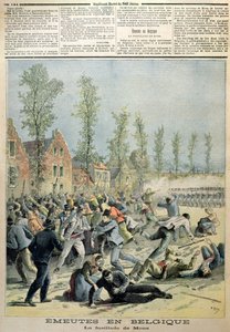 I disordini a Mons, illustrazione da Le Petit Journal, maggio 1893 da French School
