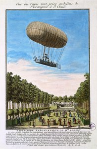 Il dirigibile Robert sopra Saint Cloud, Parigi, 15 luglio 1784 da French School