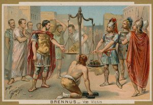I Romani tentano di comprare la loro salvezza dal capo gallo Brenno, IV secolo a.C. da French School