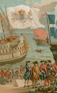 La bandiera reale, la bandiera della galera, la bandiera della marina mercantile da French School