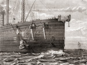 La S.S. Great Eastern lancia una boa in mare per segnare il punto di un cavo telegrafico transatlantico perduto da French School
