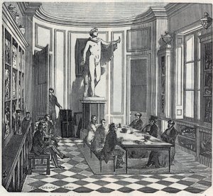 La Scuola di Medicina di Parigi - un esame nella sala degli strumenti - Incisione in "Tableau-de-Paris" di Edmond Texier 1852