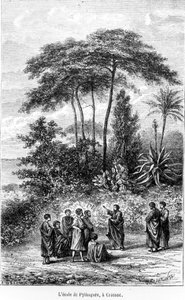 La scuola di Pitagora (c.580-500 a.C.) da Le Monde Illustré, 1865