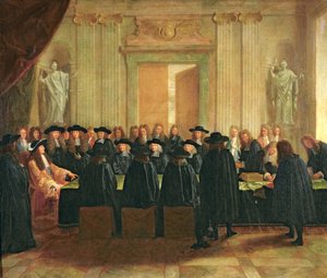 Il sigillo tenuto da Luigi XIV davanti ai membri del Consiglio di Stato e della Corte d
