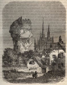 La Spalla di Gallardon - torre feudale, risalente al XII secolo - incisione in "Histoire de France" di Victor Duruy (1811-1894) - 1882