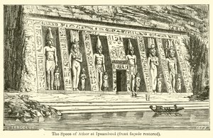 Lo Speos di Athor a Ipsamboul, facciata anteriore restaurata da French School