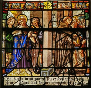 La finestra di San Luigi: Luigi fa penitenza e dà elemosina ai monaci