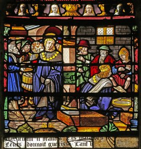 La finestra di San Luigi: Luigi lava i piedi ai poveri da French School