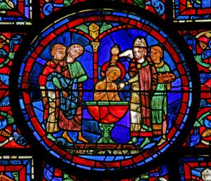 La finestra di San Martino: il battesimo del santo da French School