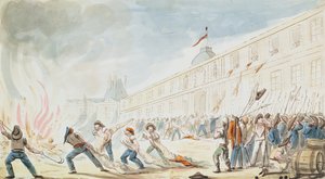 La presa delle Tuileries, 10 agosto 1792 (incisione a colori) da French School