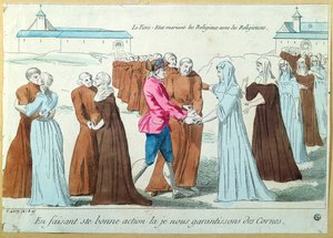 Il Terzo Stato che sposa monaci e suore, c.1792 da French School