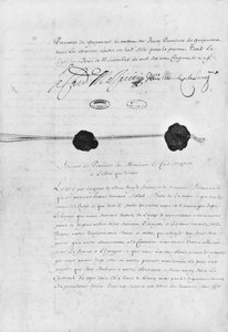 Il Trattato dei Pirenei, firmato dal Cardinale Jules Mazarin (1602-61) e Don Luis Mendez de Haro (1598-1661) 7 Novembre 1659 da French School