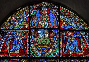 La Vergine Maria in trono e il Bambino Gesù con due angeli da French School