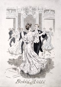 Il valzer, cartolina di Capodanno francese, fine XIX secolo