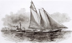 Lo Yacht America prende il comando nella Regata di Cowes del 1851, da Le Monde Illustré, 1851 da French School