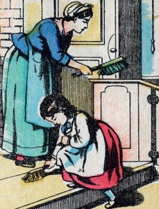 Le attività per le ragazze di buona famiglia: i lavori domestici - Immagine di Epinal - XIX secolo (incisione)