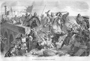 Gli eserciti di San Luigi devastano il Languedoc nel XIII secolo - Incisione in 