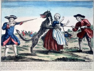 La bestia del Gévaudan uccisa dai soldati da French School
