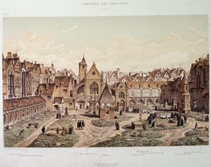 La chiesa e il cimitero degli Innocenti nel 1550 - in "Parigi attraverso i secoli", fine XIX secolo