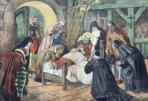 La morte di San Francesco di Sales, avvenuta il 18 dicembre 1622 a Lione, fu circondata da fideles. "Le pelerin" del 31/12/1922 (stampa) da French School
